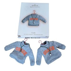 Hallmark Keepsake Coach Sweater & Whistle Ornament In Original Box